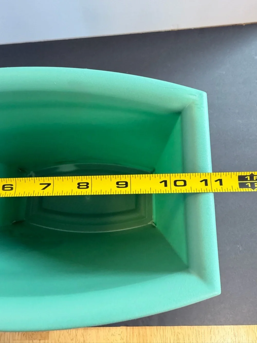 Vintage Sterilite MCM 60s Green Plastic Waste Basket Trash Can + Rocket Decal